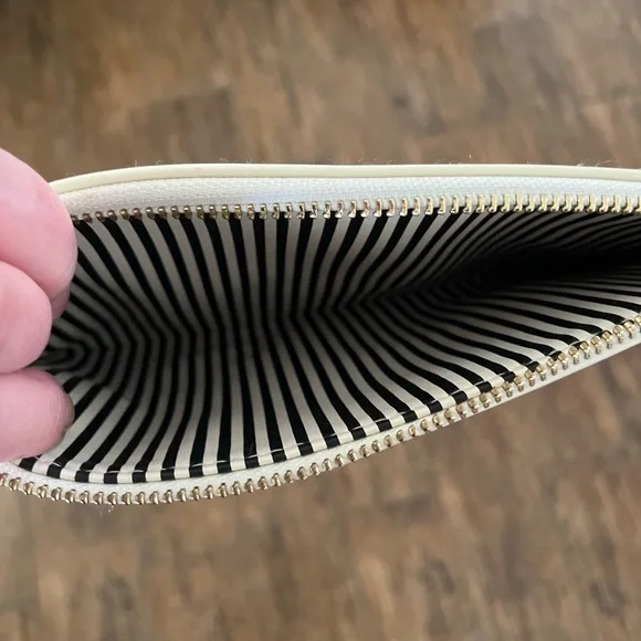 Kate Spade Polka Dot Cosmetic Pouch | Cream & Gold Zip Case | Travel Makeup Bag - Picture 6 of 6